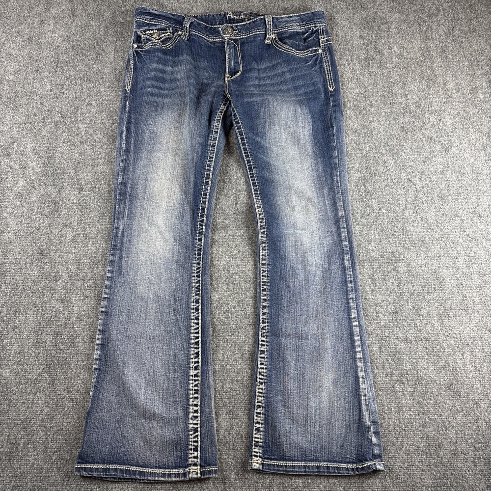 Y2K Amethyst Thick Stitch Flap Pocket Bootcut Jeans Size 17 Plus